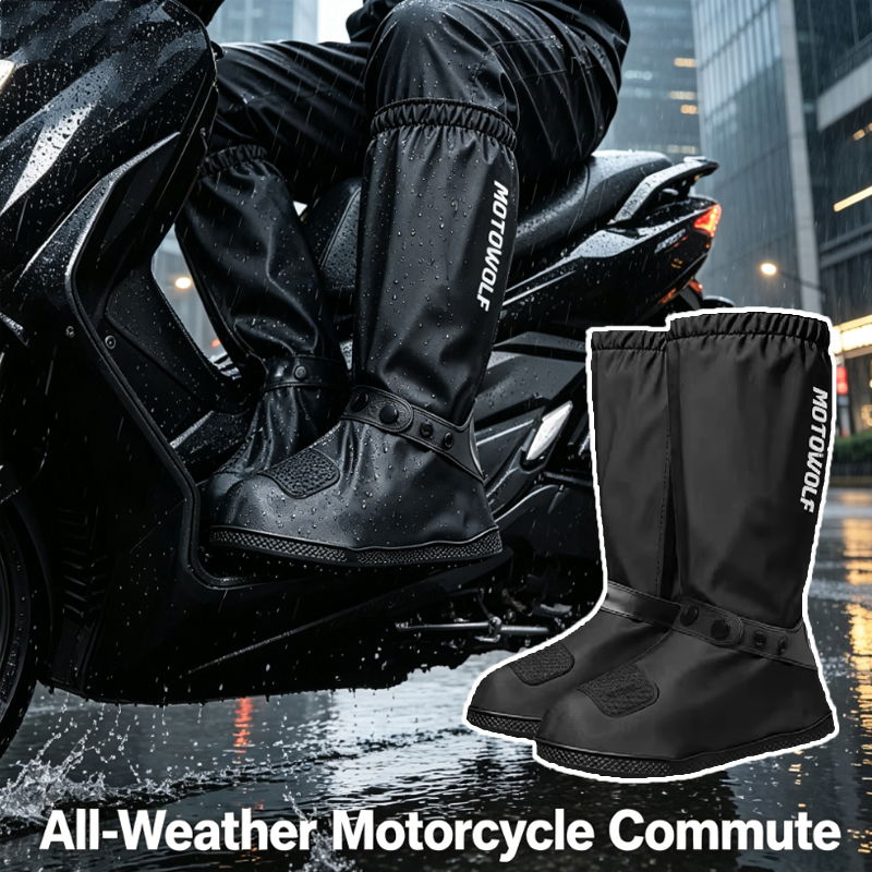 Cycling Commute Shoes - ที่หุ้มรองเท้ากันฝนแบบใช้ซ้ำได้สำหรับการเดินทางกลางแจ้ง ขี่มอเตอร์ไซค์ ปั่นจักรยาน ท่องเที่ยว รองเท้ากันฝนกันลื่น