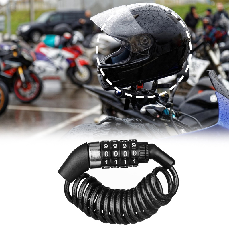 Chain Lock Combination - สายล็อคกันขโมยสำหรับมอเตอร์ไซค์และจักรยาน พร้อมรหัสผ่าน 4 หลัก ล็อคหมวกกันน็อคแบบพกพา สายเคเบิลนิรภัย